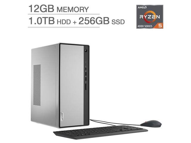 New Lenovo IdeaCentre Desktop | AMD Ryzen 5 4600G Processor | Integrated AMD Radeon Graphics| 12GB RAM |256GB SSD +1TB HDD| Keyboard and Mouse | Windows 10 Home