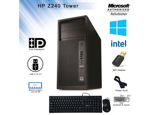 Grade A -HP Z240 Tower Desktop PC Core i5 6th Gen 6500 3.20Ghz (Upto 3.60 Ghz) Memory Type DDR4, Memory Support Upto 64GB,  3- Monitor Support, USB 3.0 , New Wired Keyboard & Mouse, with WiFi Adapter