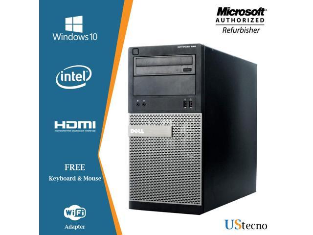 Dell Optiplex 390 Tower Computer Intel Core i3 2100 4GB 250GB HDD DVD Windows 10 Professional New Free Keyboard, Mouse,Power cord,WiFi Adapter