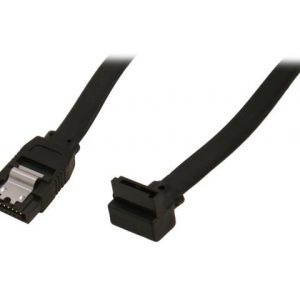 OKGEAR 18″ SATA 6 Gbps Cable, Straight to Left Angle with Metal Latch, Black, Backward Compatible 3 Gbps and 1.5 Gbps