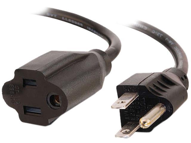 C2G 03137 18 AWG Outlet Saver Power Extension Cord - NEMA 5-15P to NEMA 5-15R, TAA Compliant, Black (1 Feet, 0.30 Meters)