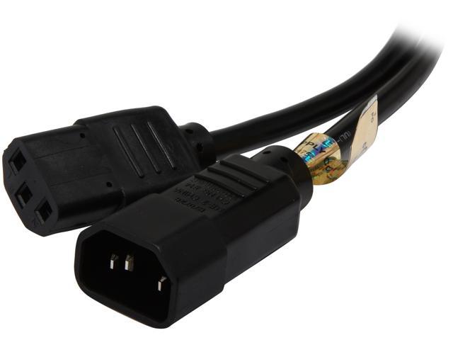 Tripp Lite Model P004-003 3 ft. Black 18AWG SJT, 10A, 100-250V IEC-320-C14 to IEC-320-C13 Power Cord Male to Female