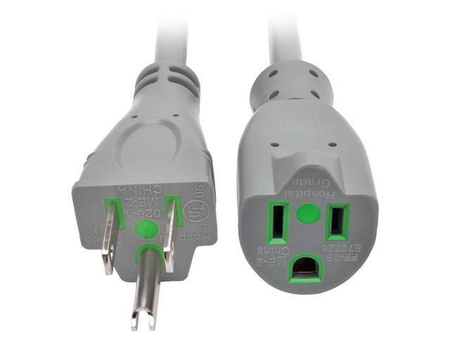 Tripp Lite 2ft Hospital Medical Power Extension Cord 5-15P 5-15R 13A Gray