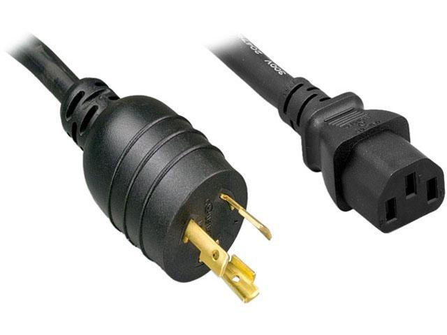Nippon Labs L6-20P / C13 High Voltage / High Current Power Cord, NEMA L6-20P to IEC-60320-C13, SJT, 14 AWG., 15A, 250V, Black 8 ft. Power Cable