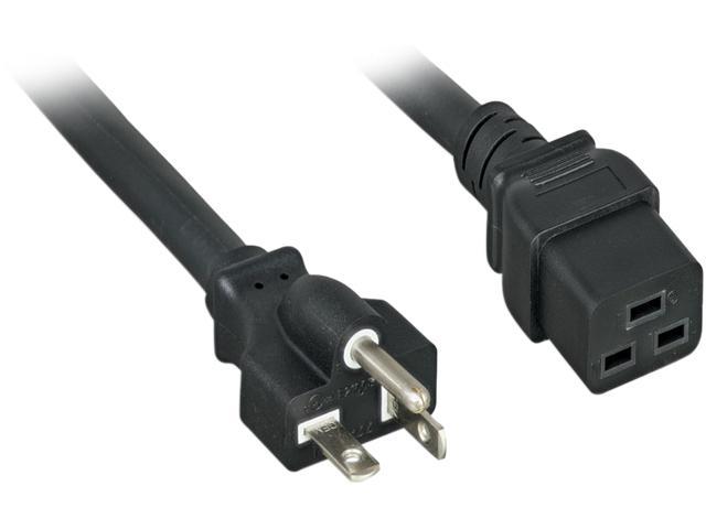 Nippon Labs 12 AWG AC Power Cord NEMA 5-20P To C19,  SJT, 20A/250V, NEMA 5-20P to IEC-60320-C19, Black 8ft. Power Cable