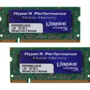 HyperX 2GB (2 x 1GB) 200-Pin DDR2 SO-DIMM DDR2 667 (PC2 5300) Dual Channel Kit Laptop Memory Model KHX5300S2LLK2/2G