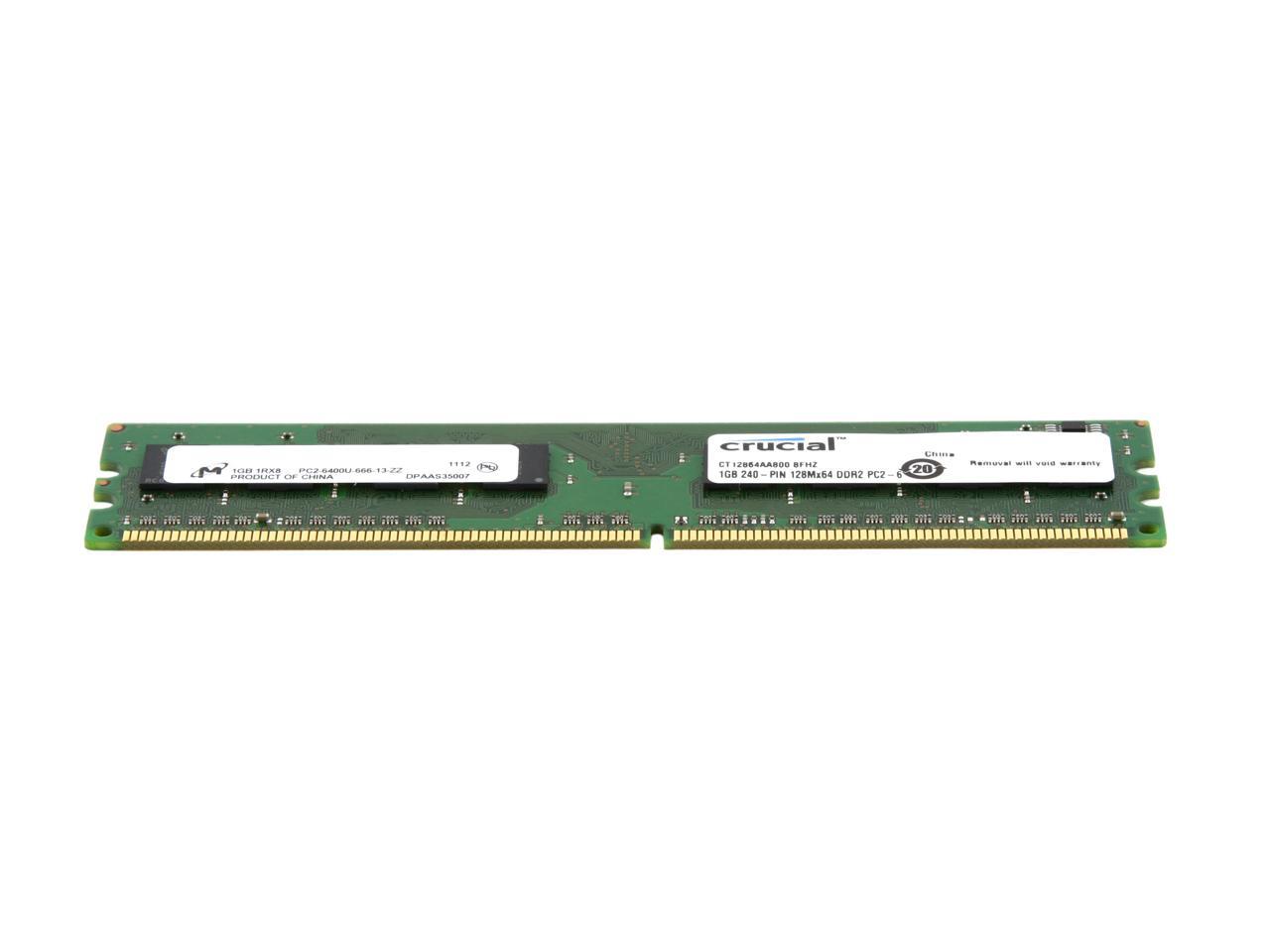 Crucial 1GB DDR2 800 (PC2 6400) Desktop Memory Model CT12864AA800