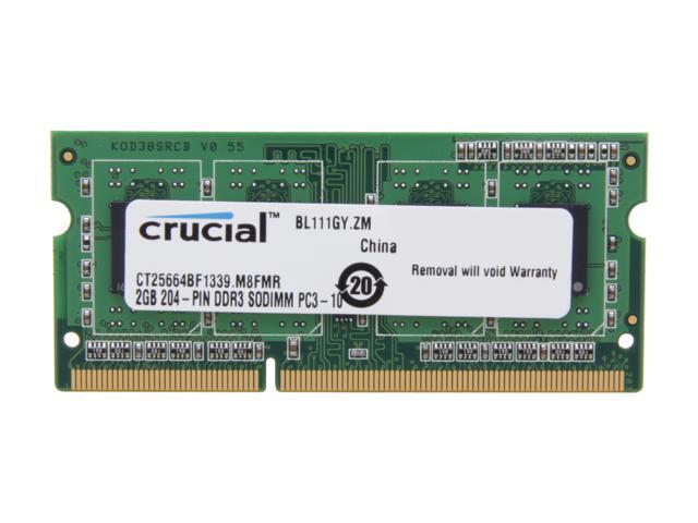 Crucial 2GB 204-Pin DDR3 SO-DIMM DDR3L 1333 (PC3L 10600) Laptop Memory Model CT25664BF1339