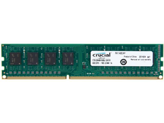 Crucial 4GB DDR3 1600 (PC3 12800) Desktop Memory Model CT51264BA160BJ
