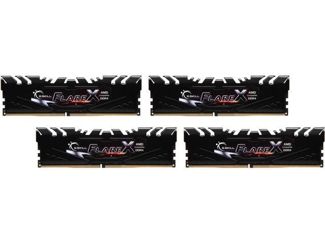 G.SKILL Flare X Series 32GB (4 x 8GB) DDR4 3200 (PC4 25600) Desktop Memory Model F4-3200C14Q-32GFX