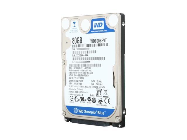 Western Digital Scorpio Blue WD800BEVT 80GB 5400 RPM 8MB Cache SATA 3.0Gb/s 2.5" Internal Notebook Hard Drive Bare Drive