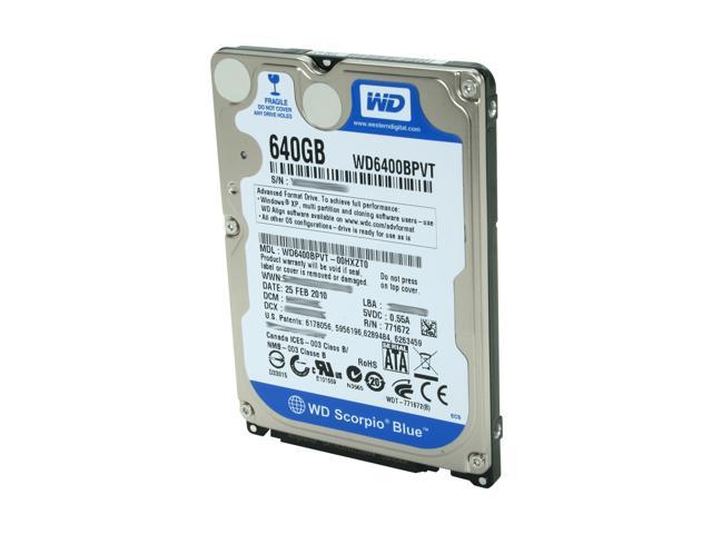 Western Digital Scorpio Blue WD6400BPVT 640GB 5400 RPM 8MB Cache SATA 3.0Gb/s 2.5" Internal Notebook Hard Drive Bare Drive