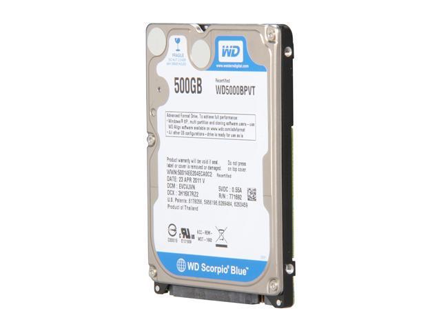 WD WD5000BPVT/R 500GB 5400 RPM 8MB Cache SATA 3.0Gb/s 2.5" Internal Notebook Hard Drive