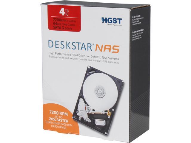 HGST Deskstar NAS 3.5" 4TB 7200 RPM 64MB Cache SATA 6.0Gb/s High-Performance Hard Drive for Desktop NAS Systems Retail Packaging