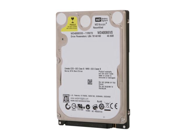 WD Scorpio WD400BEVS 40GB 5400 RPM 8MB Cache SATA 1.5Gb/s 2.5" Notebook Hard Drive Bare Drive