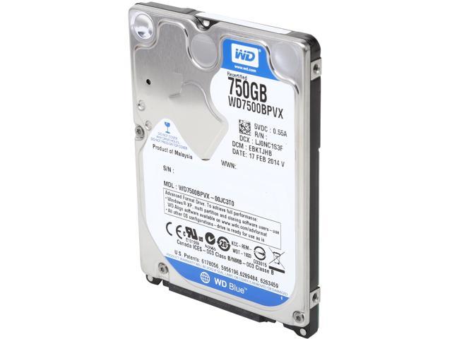 WD Blue  WD7500BPVX  750GB  5400 RPM  8MB  Cache SATA 6.0Gb/s  2.5"  Internal Notebook Hard DriveBare Drive