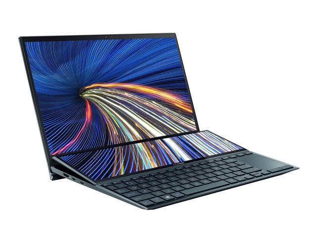 ASUS ZenBook Duo 14 UX482 14" FHD NanoEdge Touch Display, Intel Evo Platform, Core i7-1195G7, 8GB RAM, 512GB PCIe SSD, Innovative ScreenPad Plus, Windows 10 Home, Celestial Blue, UX482EAR-DB71T