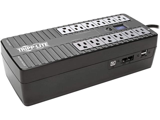 Tripp Lite 900VA Compact UPS for Home/Office, Standby UPS, 480W, 120V, 50/60 Hz, USB, ENERGY STAR, Desktop/Wall, 12 Outlets, 3 Year Warranty & $100,000 Insurance (ECO900LCDU2)