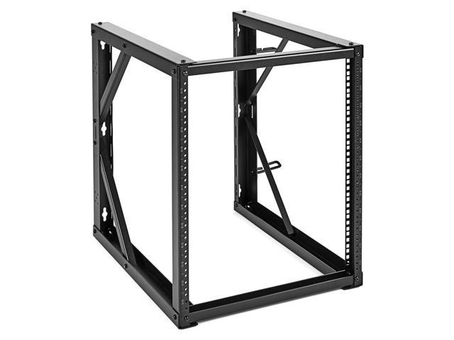 NavePoint 12U Wall-Mount Open Frame Network Equipment Rack, 24.81 Inch Depth, AV Rack, Home Network, 19" Rack-Mount Equipment, Includes Built-In Cable Management Slots, Server Rack, Steel, Black