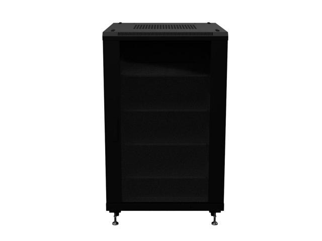 NavePoint 18U AV Rack Cabinet 28 in depth, Cold Rolled Steel , 4 x Shelves, Black