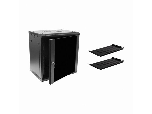 Navepoint 12U Wallmount Networking Cabinet 450mm Depth with Shelves, Fans
