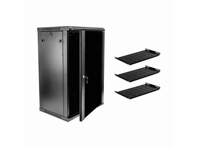 Navepoint 18U Wallmount Networking Cabinet 450mm Depth with Shelves, Fans
