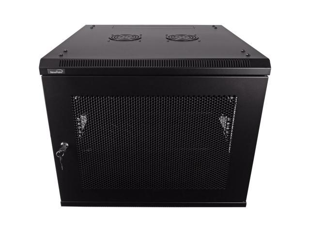 Navepoint 9U Wallmount Networking Perforated Cabinet 600mm Depth with Shelves, Fans