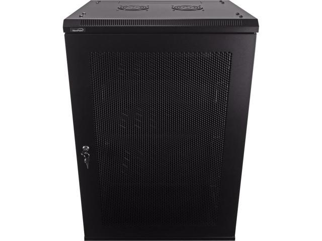 Navepoint 18U Wallmount Networking Perforated Cabinet 450mm Depth with Shelves, Fans