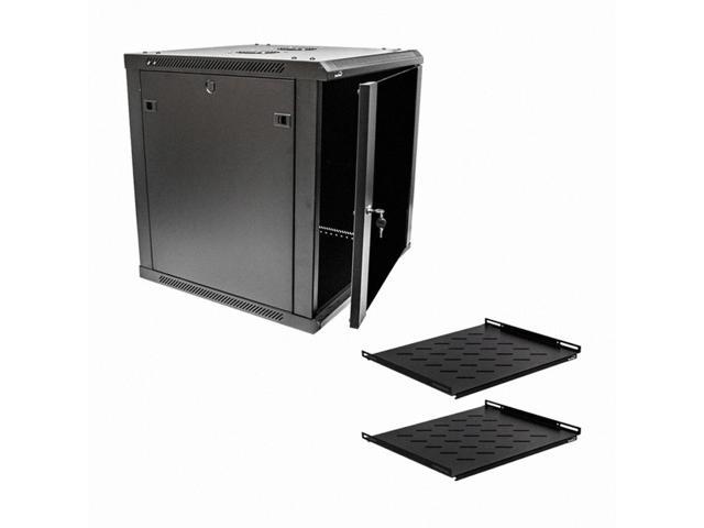 Navepoint 12U Wallmount Networking Cabinet 600mm Depth with Shelves, Fans