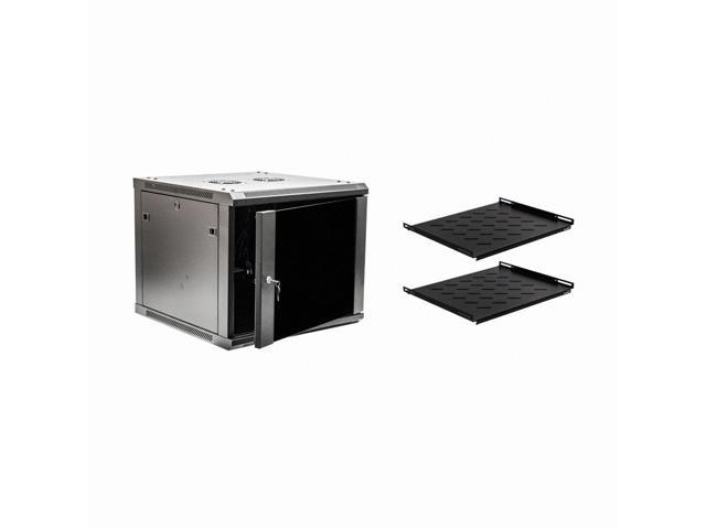 Navepoint 9U Wallmount Networking Cabinet 600mm Depth with Shelves, Fans