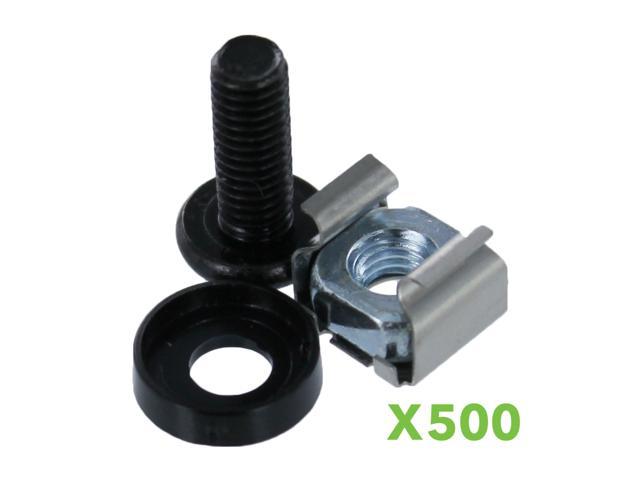 NavePoint M6 Cage Nuts & Screws for Server Shelves Cabinets - 100 Pk Rack Mount