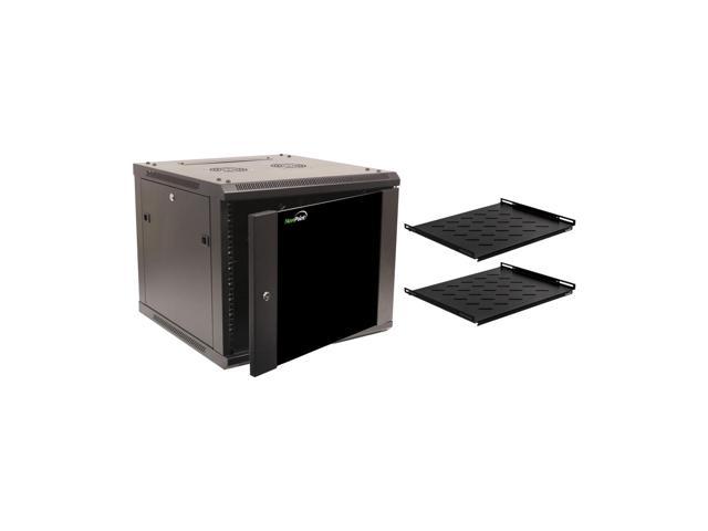 Navepoint 9U Wallmount Networking Enclosure 600mm Depth with Shelves, Fans