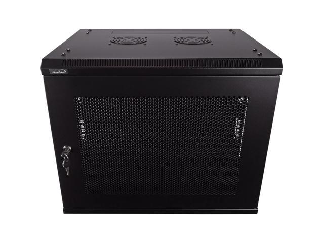 Navepoint 9U Wallmount Networking Perforated Cabinet 450mm Depth with Shelves, Fans