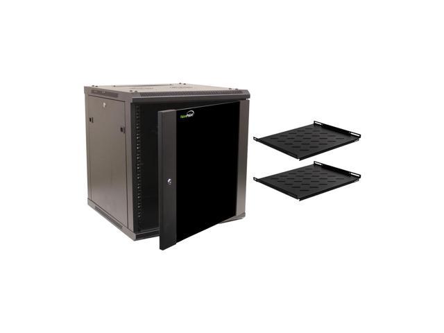 Navepoint 12U Wallmount Networking Enclosure 600mm Depth with Shelves, Fans