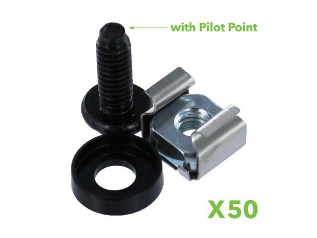 NavePoint M5 Cage Nuts & Screws for Server Shelves Cabinets - 50 Pk Rack Mount