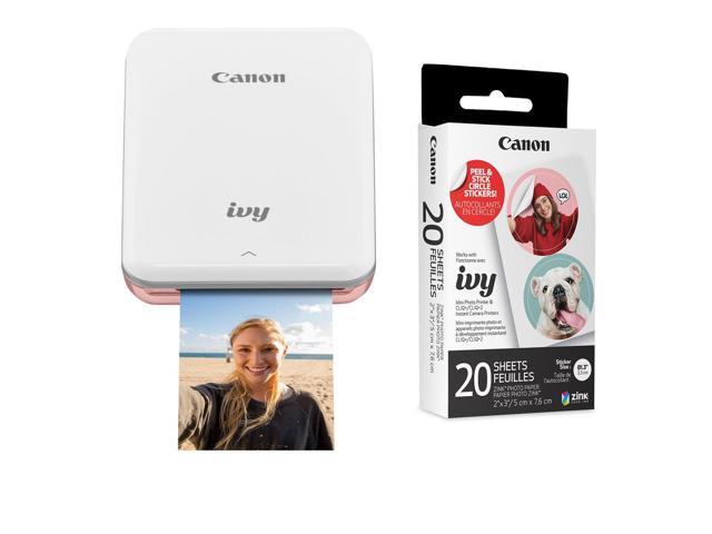Canon IVY Mini Photo Printer, Rose Gold with ZINK Sticker Paper (20 Sheets)