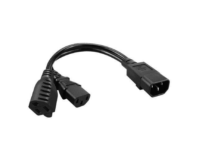 Tekit C14 to C13+NEMA 5-15R Y Splitter Power Plug Cord,Single IEC 320 C14 Male to C13+Nema 5-15R Female Splitter Adapter Cable Cord ,1ft /30mm