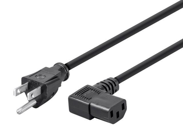 Monoprice 6ft 18AWG Power Cord w/ 3 Conductor PC Power Connector Socket, 10A (NEMA 5-15P to Right Angle IEC-320-C13)