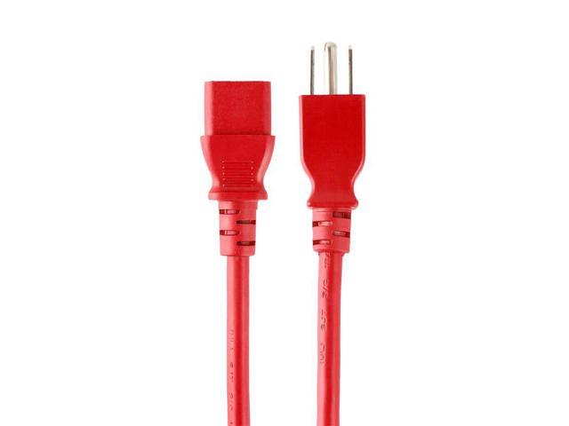 Monoprice 18AWG Power Cable / Cord - 2ft - Red 3 Conductor PC Power Connector Socket 10A (NEMA 5-15P to IEC 60320 C13)