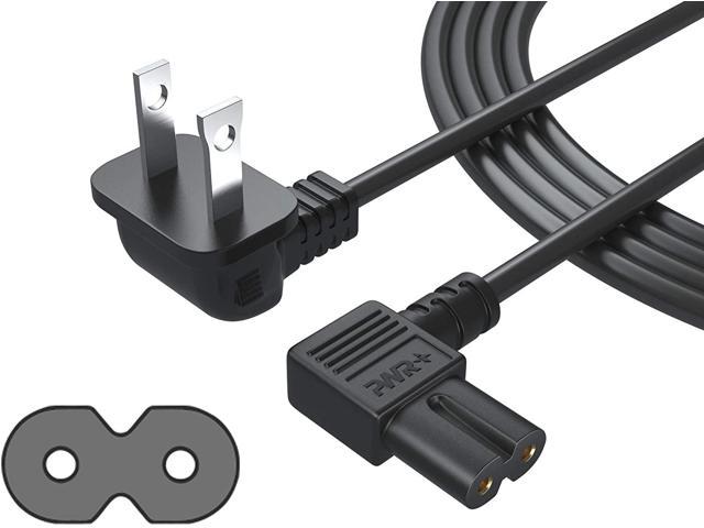 Pwr Long 6 Ft Right Angle 2-Prong Power Cord for Samsung LED LCD TV Smart Monitor, Xbox One-S X, PS5 PS4 Slim Console AC Wall 2 Slot L-Type Cable (Figure 8) - 3903-000853 3903-000599