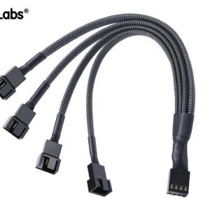 PWM Fan Splitter Cable Hub 1 to 4 Power Adpater,Motherboard PMW 4-pin Fan Sleeved Braided Y Splitter Internal Power Extension Cable for Computer CPU/Case Fan 1×4 Converter – 10 inches