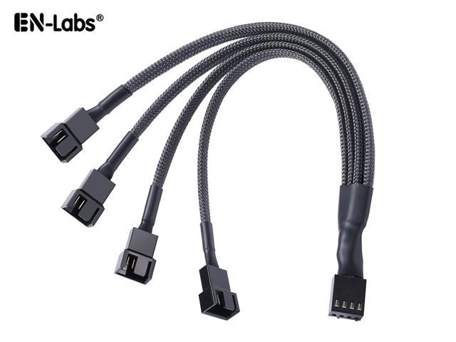 PWM Fan Splitter Cable Hub 1 to 4 Power Adpater,Motherboard PMW 4-pin Fan Sleeved Braided Y Splitter Internal Power Extension Cable for Computer CPU/Case Fan 1x4 Converter - 10 inches
