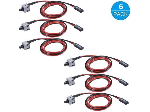 6PCS PC Motherboard Computer PC Protective 2-Pin SW Computer Switch Cord, Switch Power Cord with On Off Button
