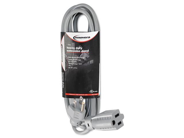Innovera Indoor Heavy-Duty Extension Cord, 9ft, Gray 72209