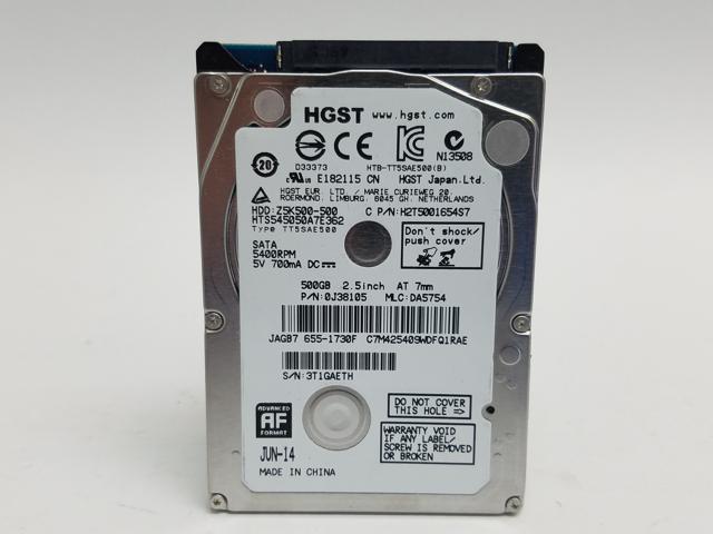 HGST  HTS545050A7E362 TravelStar Z5K500 500GB 2.5" SATA II (3.0Gb/s) Laptop Hard Drive