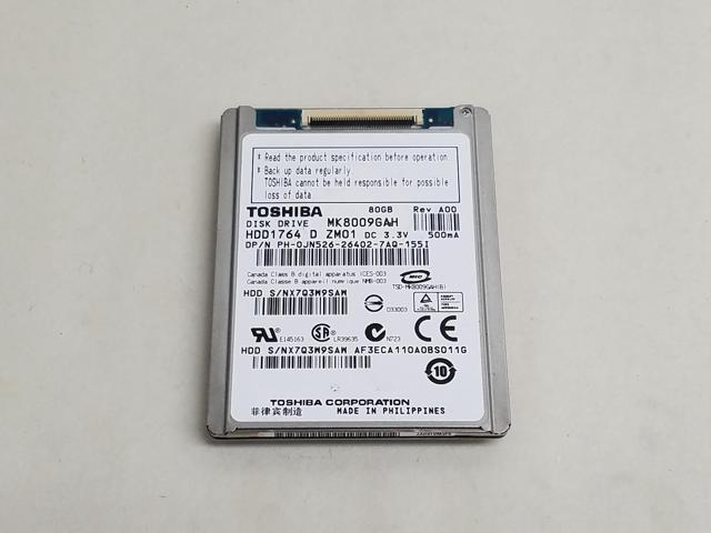 TOSHIBA MK8009GAH 80GB 4200 RPM 2MB Cache IDE Ultra ATA100 / ATA-6 1.8" Notebook Hard Drive Bare Drive