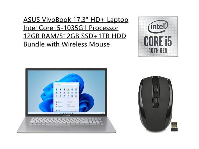 New ASUS VivoBook 17.3" HD+ Energy-efficient LED Flagship Laptop | Intel Core i5-1035G1 Processor | 12GB RAM | 512GB SSD+1TB HDD | HDMI | Windows 11 Home in S Mode | Silver | Bundle with Wireless Mous