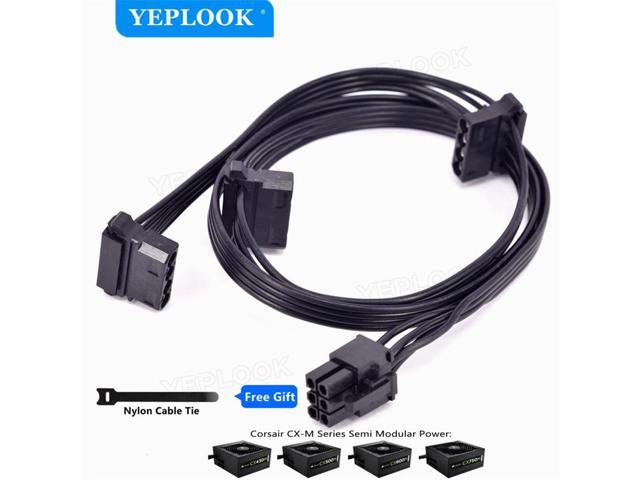 PCIe 6Pin to 3 IDE Molex 4Pin, 6Pin to 4Pin GPU Power Supply Cable for Corsair CX-M Series PSU CX850M CX750M CX600M CX500M CX430M