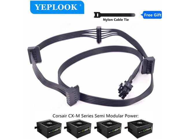 PCIe 6Pin to 4 SATA 15Pin Male SSD Power Supply Cable For Corsair CXM Series PSU CX850M CX750M CX600M CX500M CX430M 18AWG