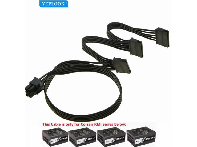 PCIe 6Pin to 3 SATA Straight SSD Power Supply Cable For Corsair RMi Series Modular PSU RM650i RM750i RM850i RM1000i 18AWG
